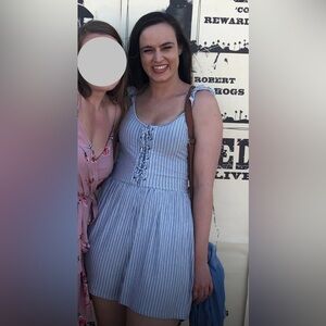 American Eagle M Striped Tie Front Romper